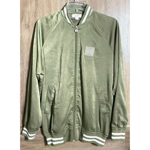 Lularoe Army Green Sateen Stevie Bomber Varsity Jacket Women's Size Small 142161